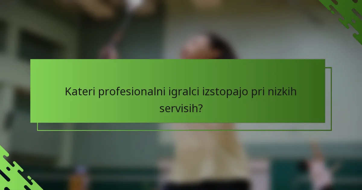 Kateri profesionalni igralci izstopajo pri nizkih servisih?